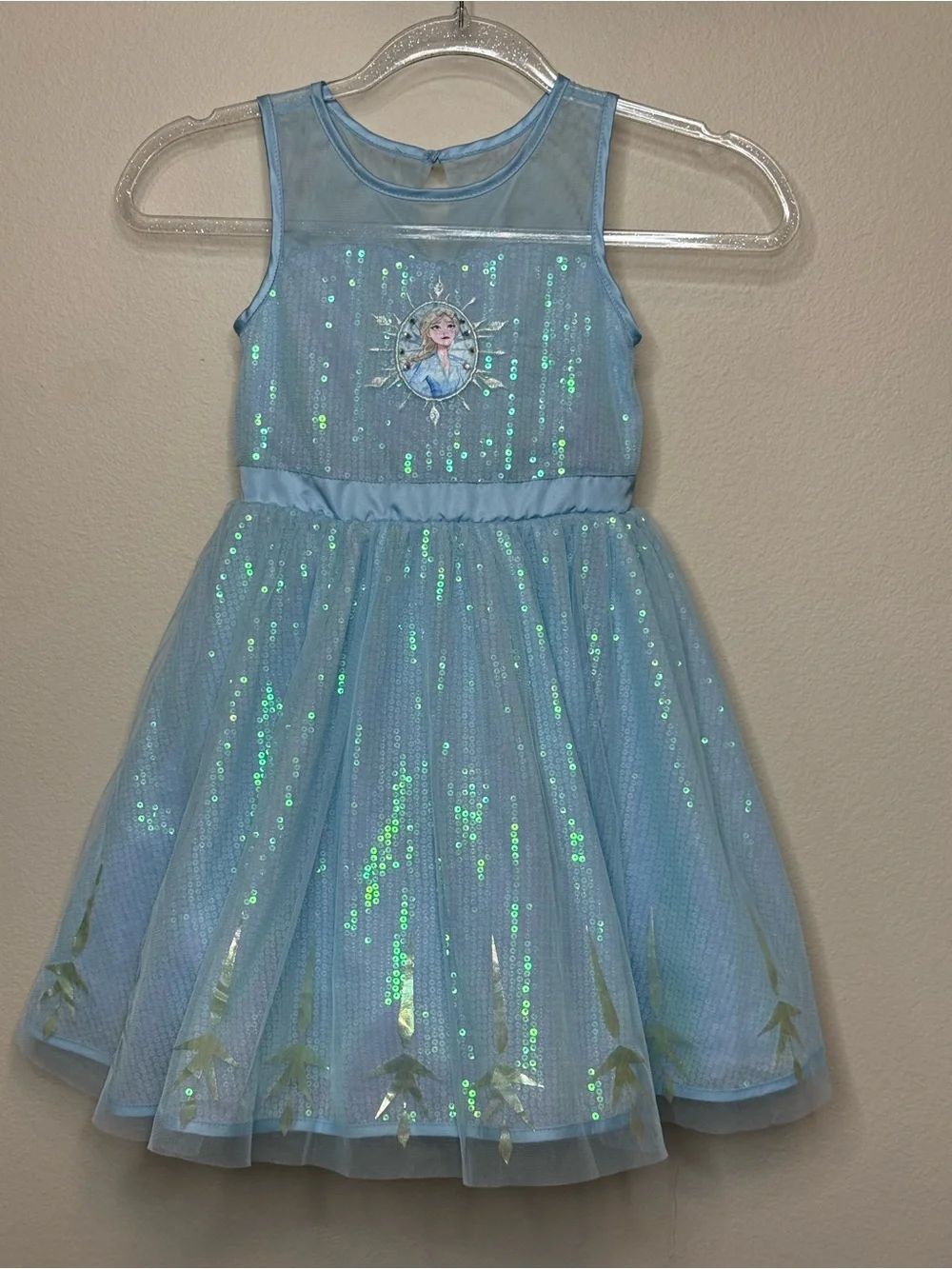 Like New Disney Light Blue Elsa Tulle Dress with Mesh Overlay 5/6